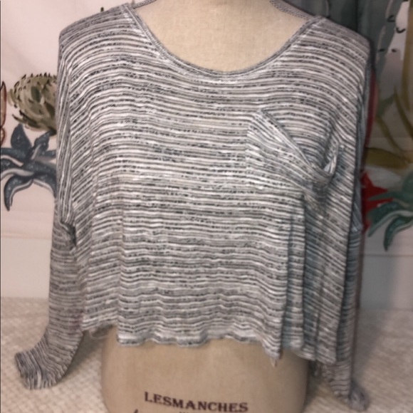 Gray and White Striped Crop - Picture 1 of 3